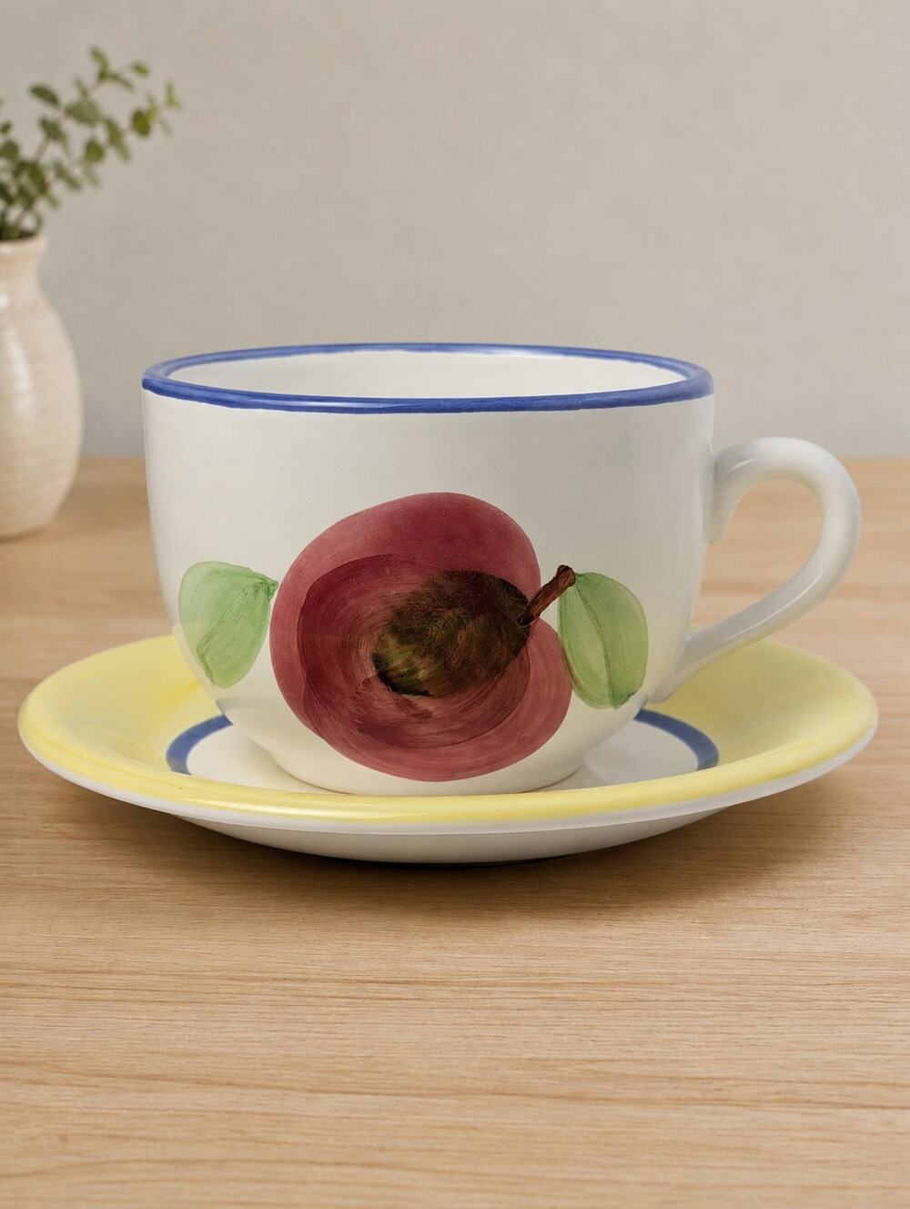 Certified International Jumbo 24 oz Soup Bowl Saucer Set - Apple